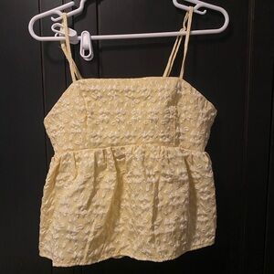 SHEIN Yellow Smocked Peplum Camisole